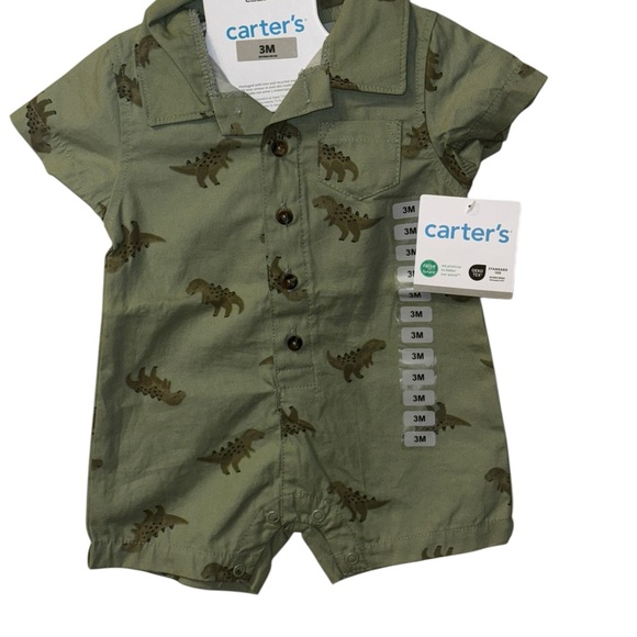 Carter's Other - Carter's Olive Dinosaur Print Baby Romper